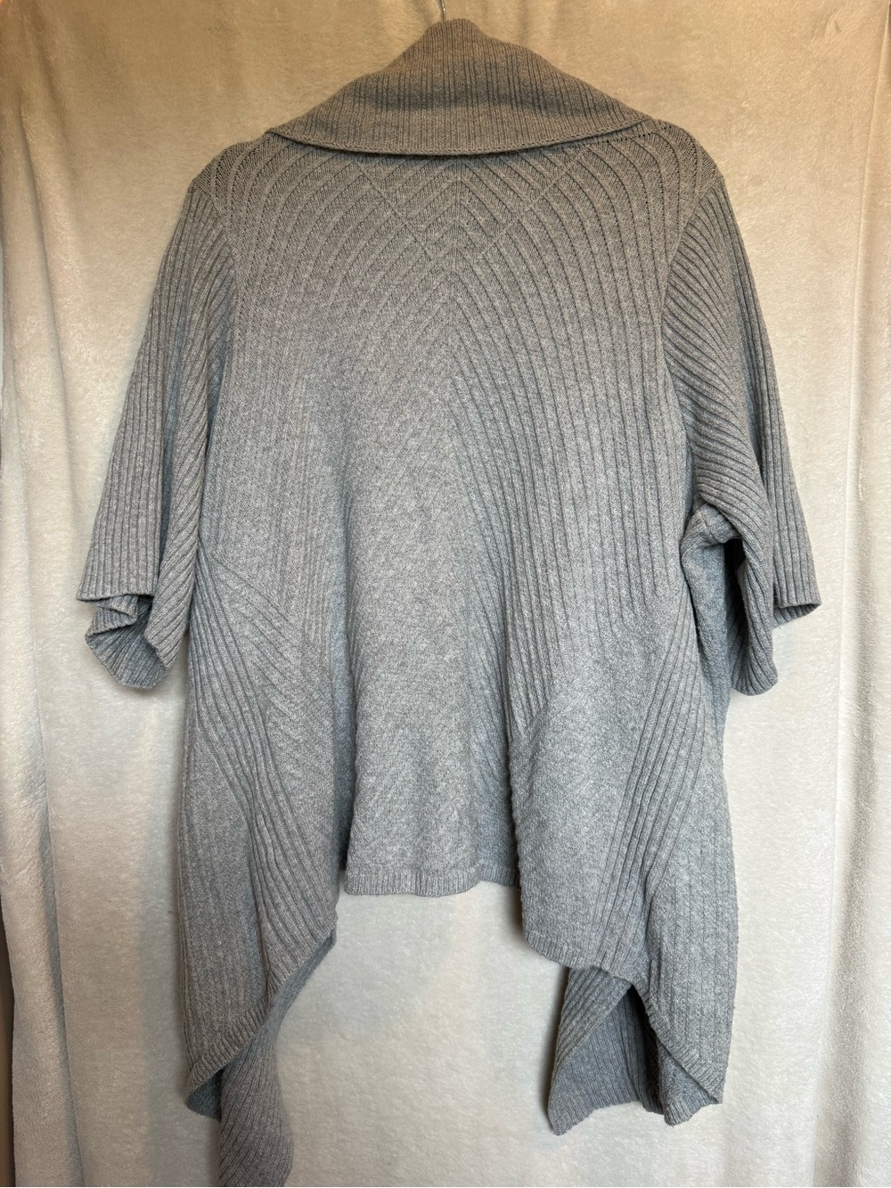 Simply Vera Vera Wang Gray Waterfall Ribbed Cardigan Wrap Cowl Neck - Picture 5 of 7